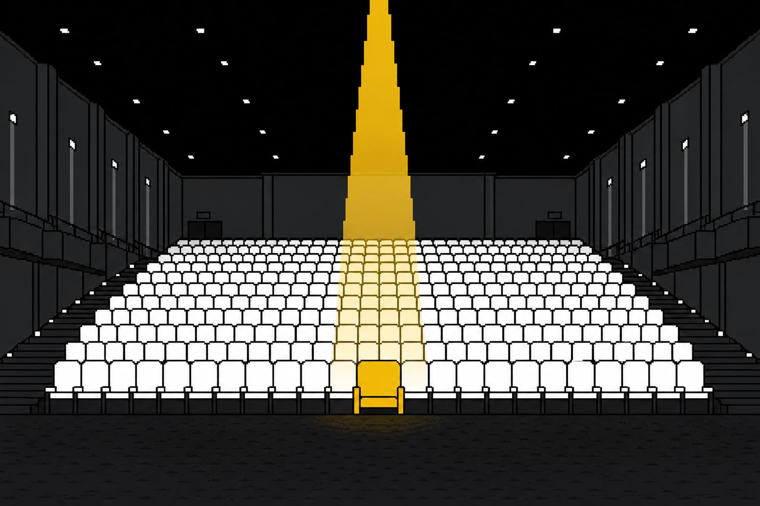 Auditorium symbolisant les formations IA généralistes en plénière inefficaces